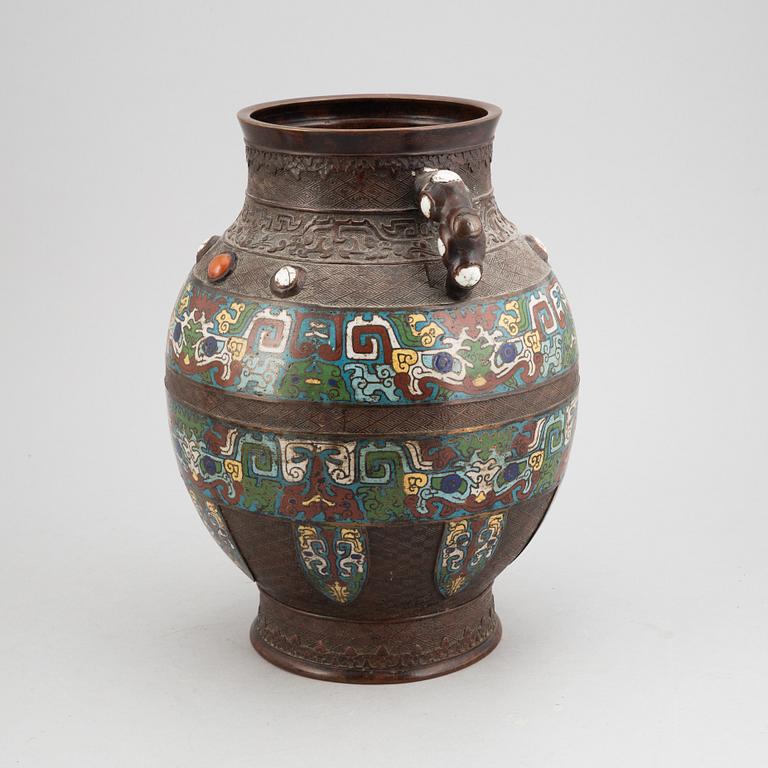 Urna, Japan, cloisonné, Mingstil, 18/1900-tal.