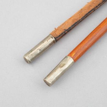 An officer's swagger stick and ridning cane, British, from around the year 1900.