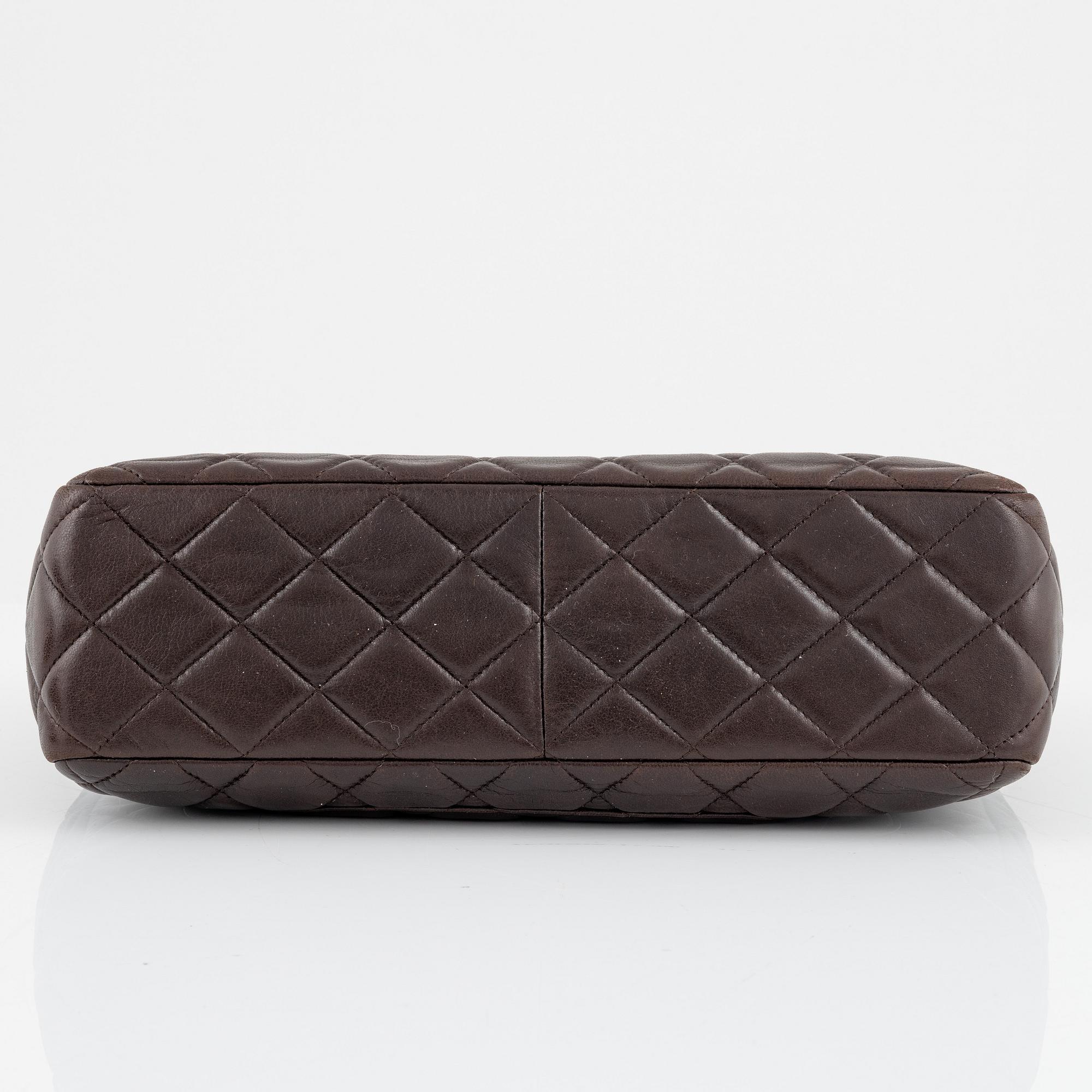 Chanel, a chocolate brown leather 'Single Flap Bag', 2015-16.