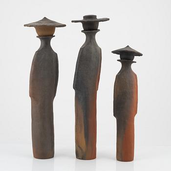Anders Gottfridsson, three earthenware sculptures/bottles, signed.