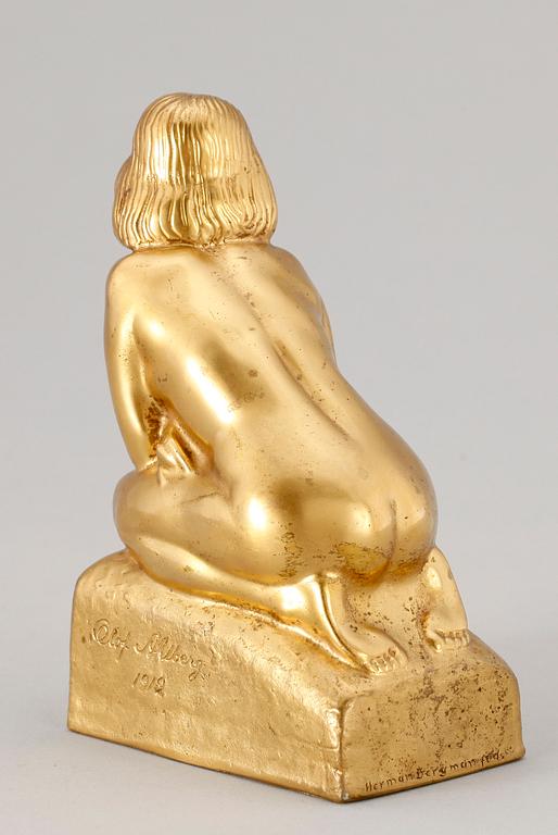 OLOF AHLBERG, skulptur, förgylld brons, sign. o dat. 1912. Herman Bergman fud.