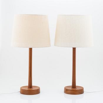 Uno & Östen Kristiansson, a pair of teak table lamps, Luxus, Sweden.