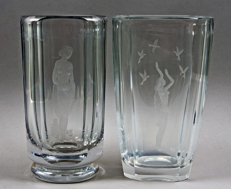 VASER, 2 st. Glas, bl.a Orrefors.