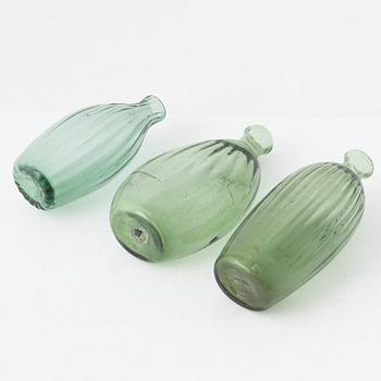 A set of three 'Waldglas' flasks, presumably 18th Century.