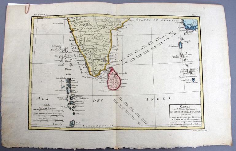 KARTOR, Indien/Ceylon resp norra Indien, 2 st, Bonne 1780.