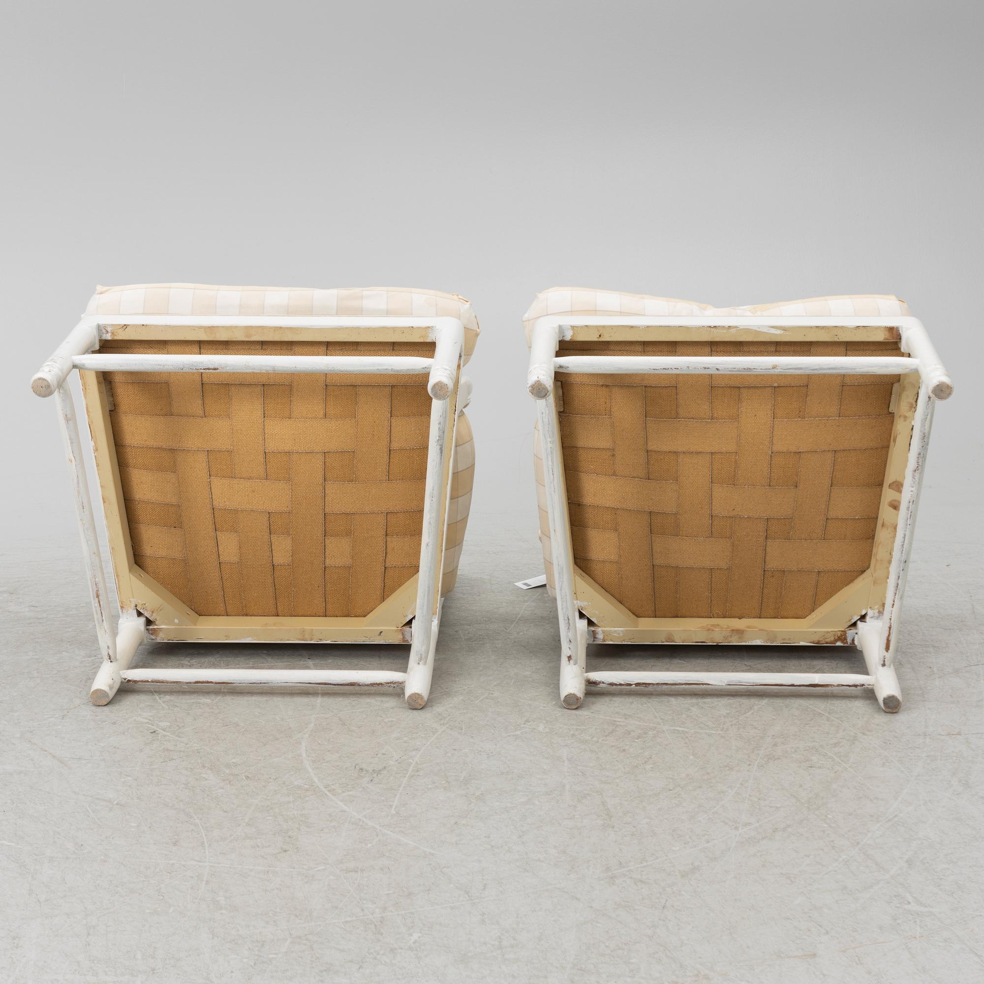Armchairs a pair, Gustavian style, so-called Gripsholm chairs, 20th century.