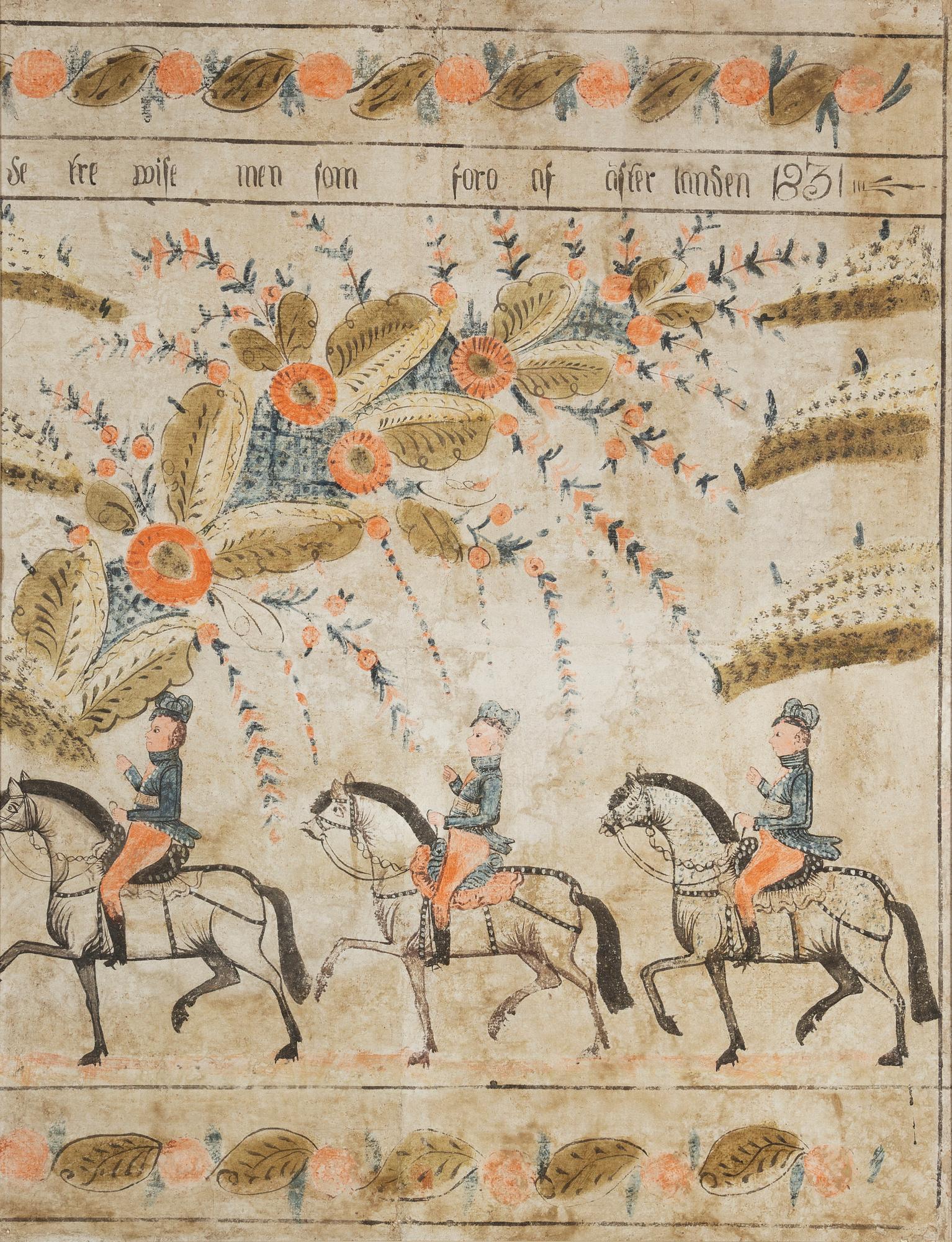 A Swedish traditional painting, presumably from Dalarna dated 1831.