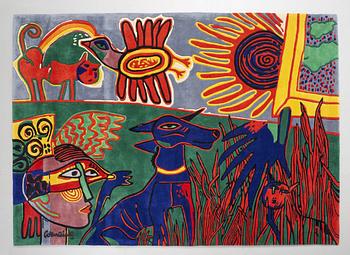 BEVERLOO CORNEILLE, after, tapestry rug, hand-tufted wool, c. 200 x 280 cm, numbered 20/125.