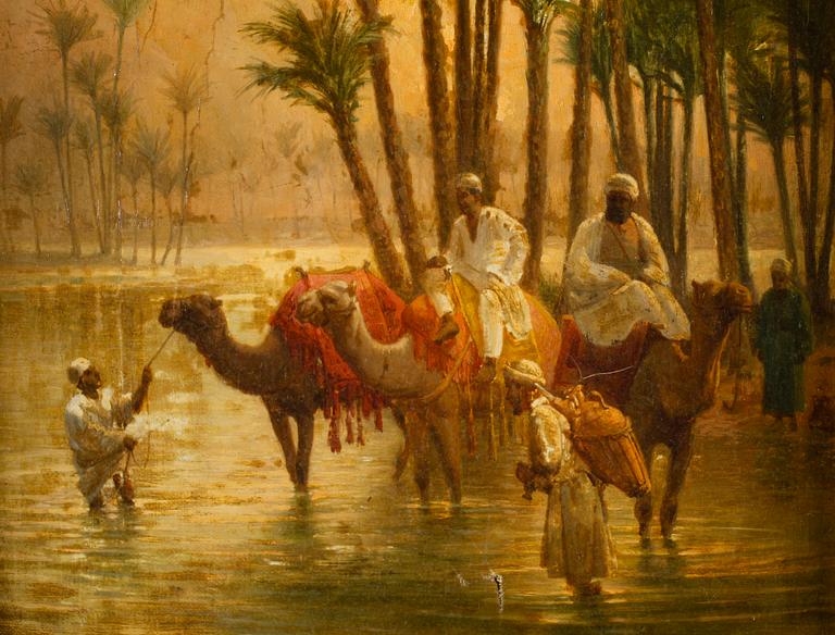 OKÄND KONSTNÄR, olja på duk, otydligt monogramsignerad, sannolikt 1800-tal.