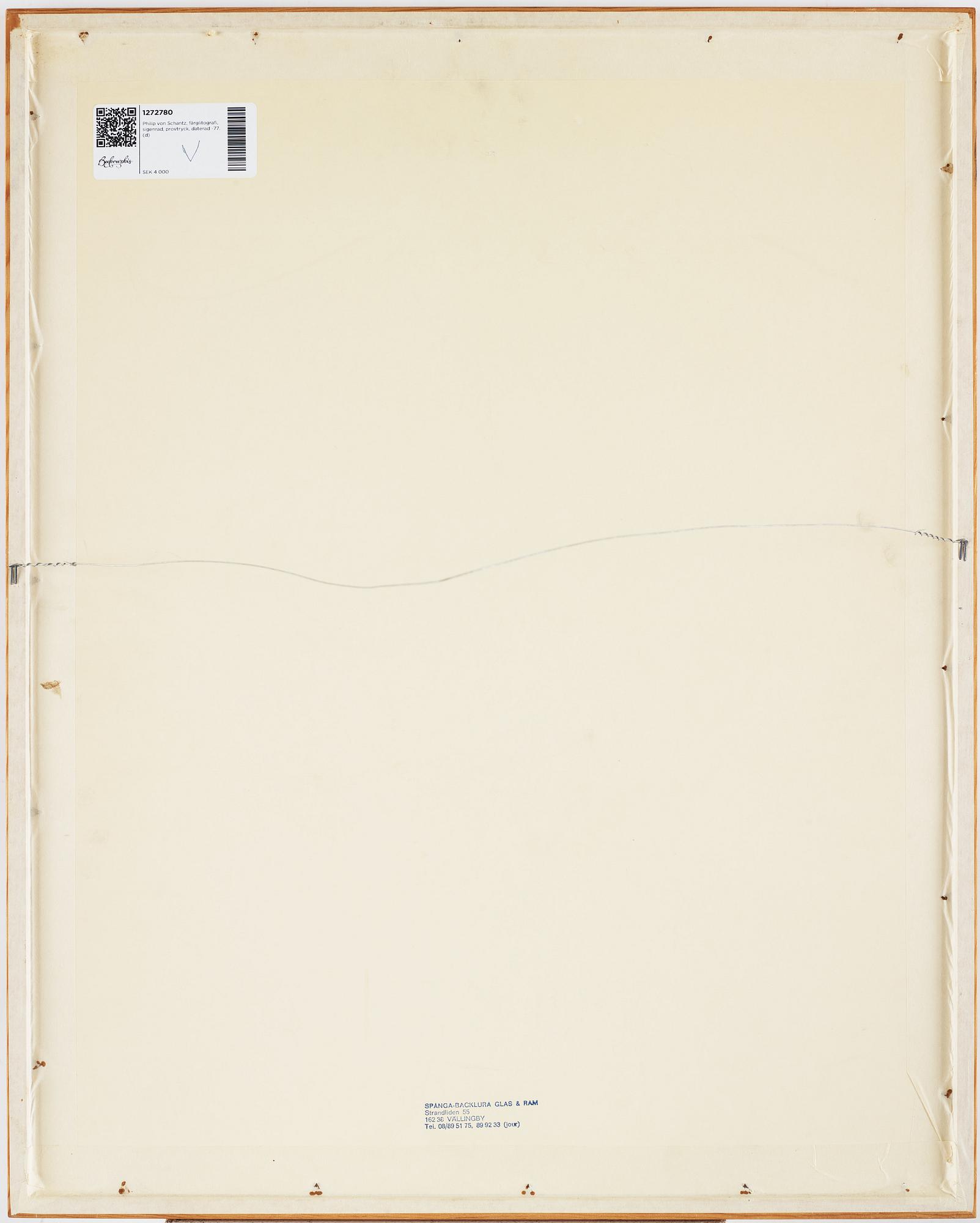 Philip von Schantz, lithograph in colors, signed, trial proof, dated -77.