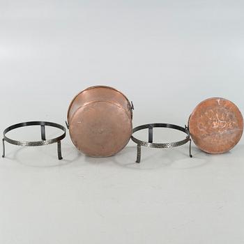 Two 19th century copper cauldrons.