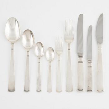 Jacob Ängman, bestickservis, 77 delar, silver, modell "Rosenholm", GAB, bl.a. Stockholm 1965.