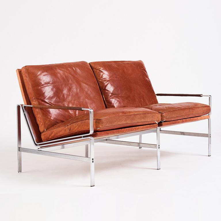 Preben Fabricius & Jørgen Kastholm, a two-seated brown leather sofa, Kill International, Germany 1960s.