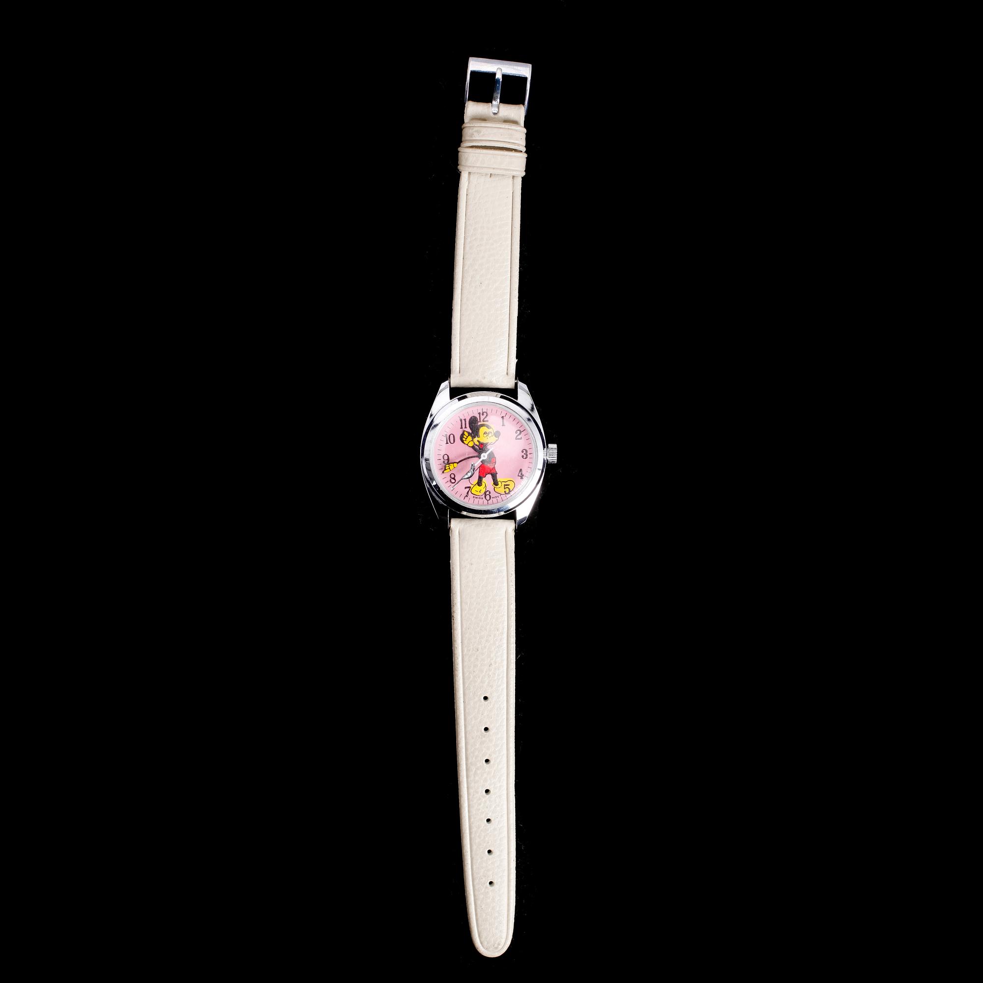 ARMBANDSUR, stål, "Musse Pigg", 1900-talets andra hälft.