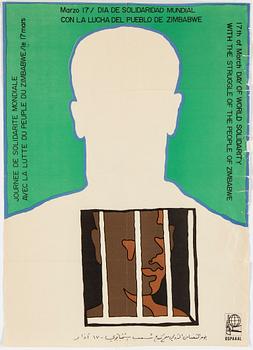 ALFRÉDO ROSTGAARD, "Day of world solidarity – Zimbabwe", offsettryck, OSPAAAL-affisch nr: AF 149.
