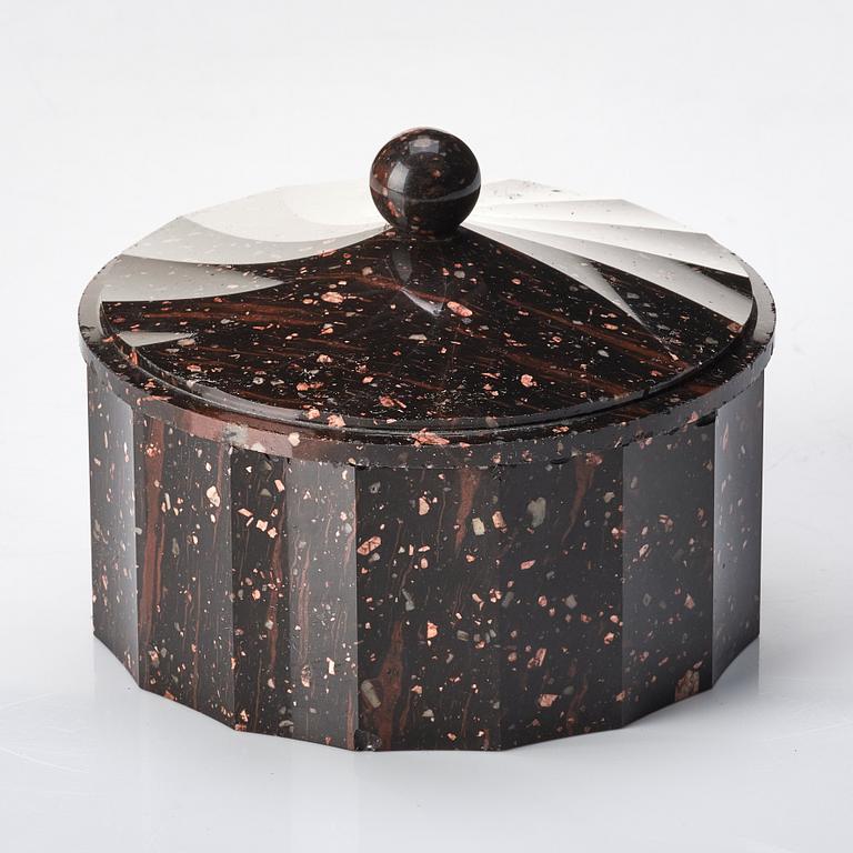 A Swedish Empire 19th century porphyry butter box.