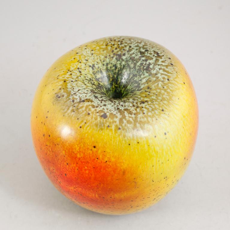 A Hans Hedberg faience apple, Biot, France.