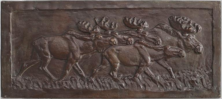 JUSSI MÄNTYNEN, relief, broze, brown patina, signed J.Mäntynen and dated 1923.