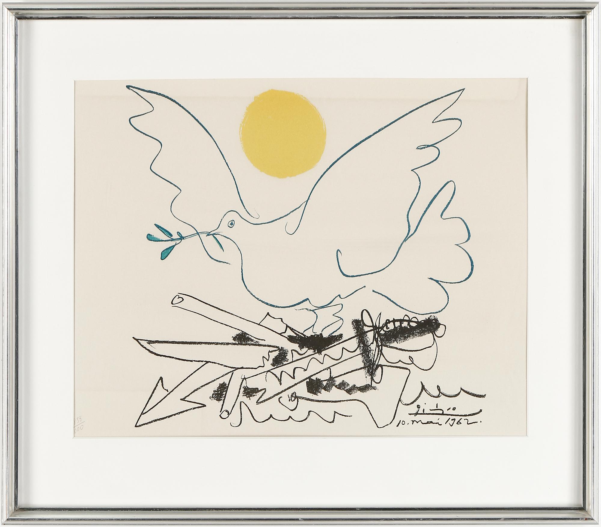 PABLO PICASSO, efter. Litografier, 7 st. Numrerade 838/1000. 1974, 25 Anniversaire du Movement de la Paix.