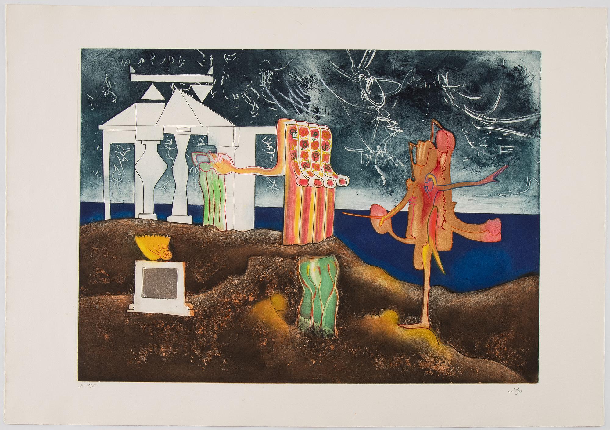 Roberto Matta, mapp med 10 st färgakvatinter, 1975, signerade med blyerts 30/125.