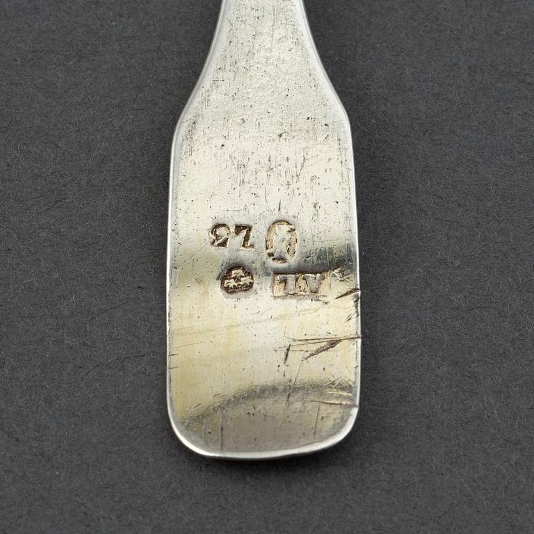 Three pairs of silver salt-spoons, one pair marked Stockholm 1817.