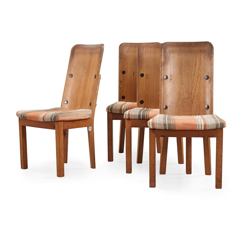 Axel Einar Hjorth, a set of four 'Lovö' stained pine chairs, Nordiska Kompaniet, Sweden 1930's.