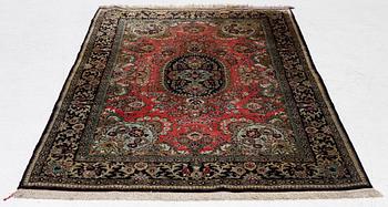 Carpet, Ghom, silk, semi-antique, approx. 170 x 104 cm.