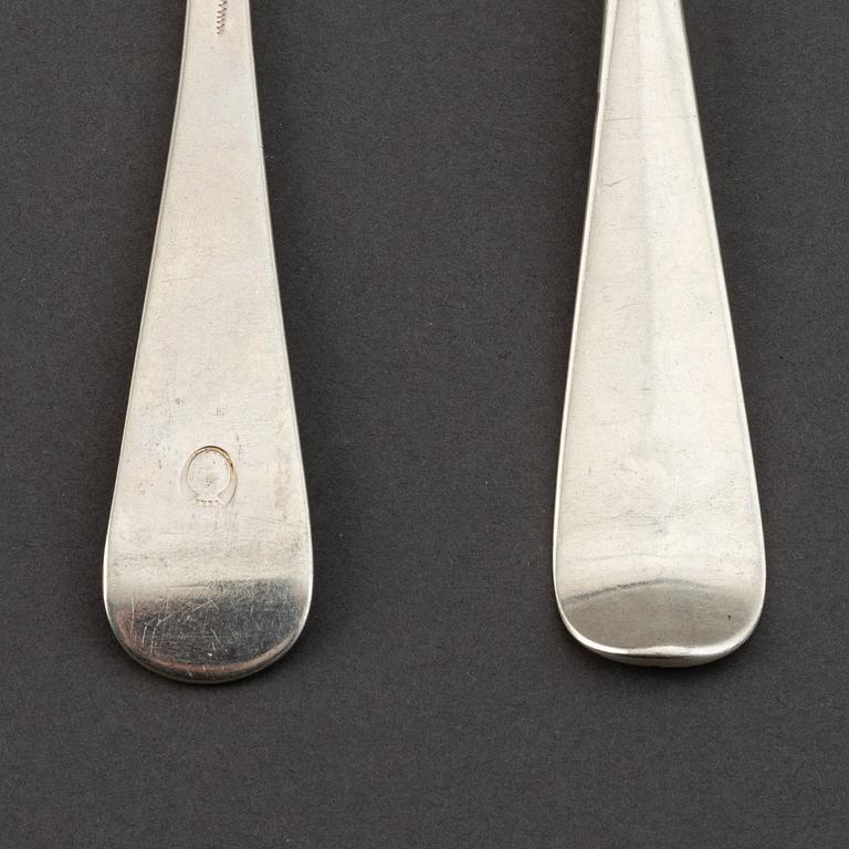 A set of four Swedish silver table-spoons, mark of Johan Pttersson Berg, Stockholm 1743.