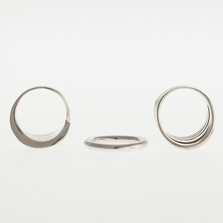RINGAR, 3 st, sterling silver, bl.a. Jalo, 1900-talets slut.