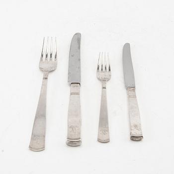 Jacob Ängman, cutlery 47 pcs, "Rosenholm" silver, Stockholm 1950s.