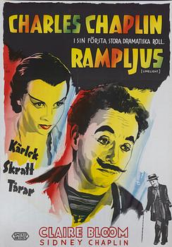 Gösta Åberg, a vintage movie poster, 'Rampljus (Limelight)', 1952.