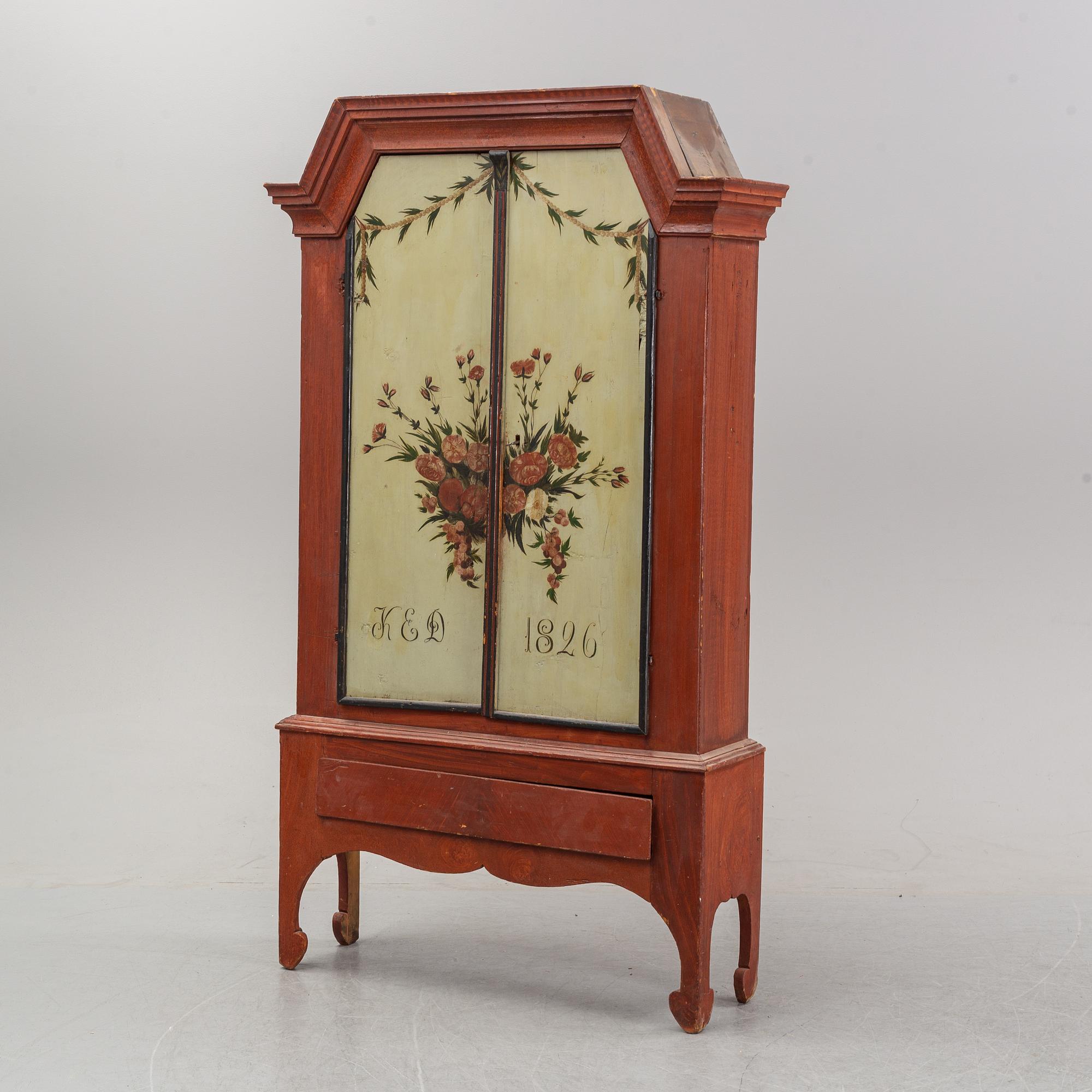 A painted cabinet from Jämtland, dated 1826.