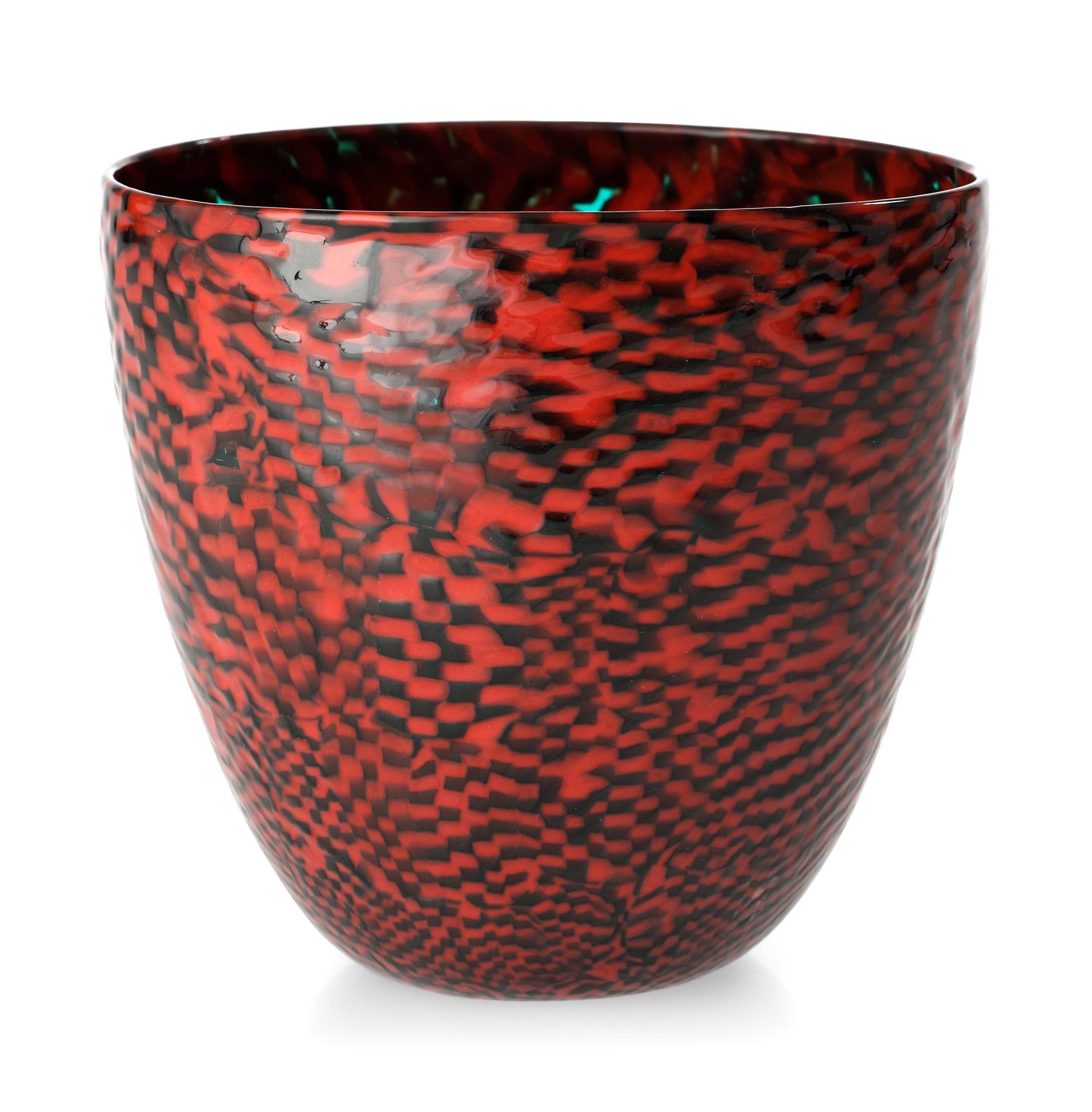 A Paolo Venini red and dark green 'Murrine' vase, Venini, Murano, Italy 1950's.
