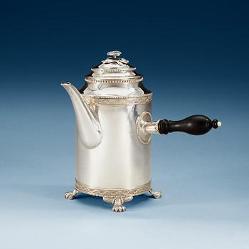 709. A Swedish 18th century silver coffe-pot, makers mark of Nils Tornberg, Linköping 1791.