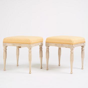 A pair of late Gustavian stools, Stockholm, around 1800.