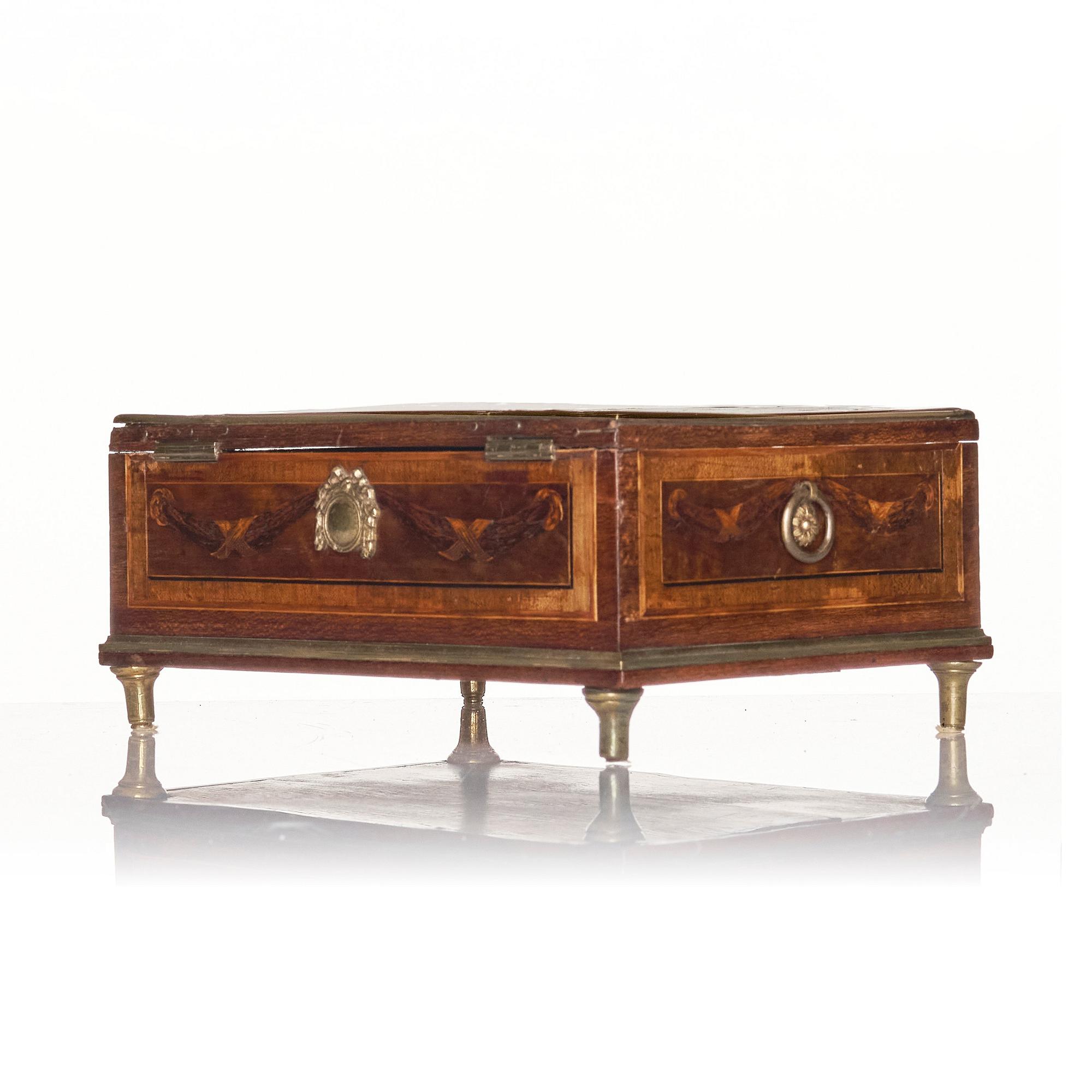 A Gustavian marquetry box with cover by G Haupt (1770-1784).