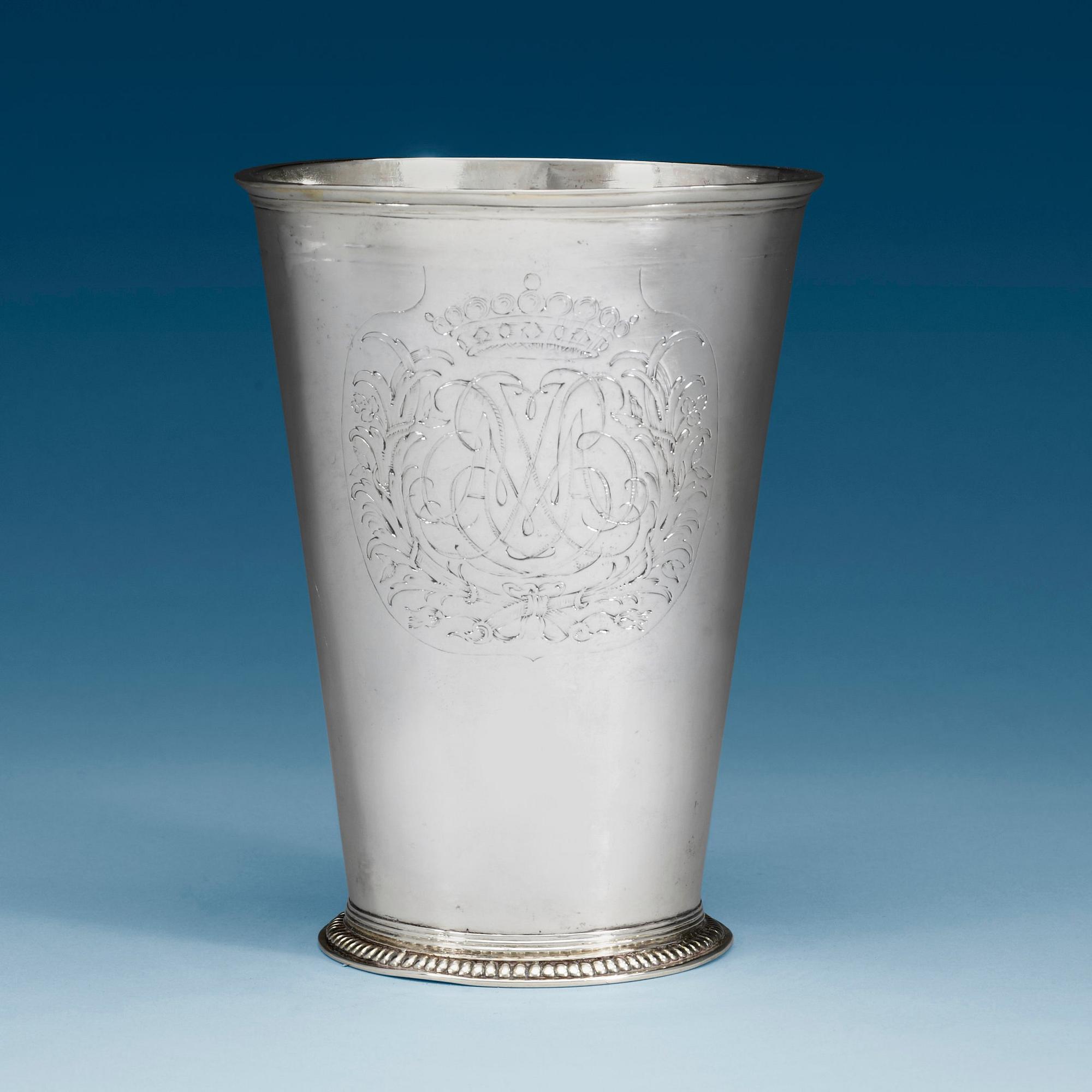 A Baltic 18th century parcel-gilt beaker, possibly Joachim Meinecke (1703-1710), Riga.