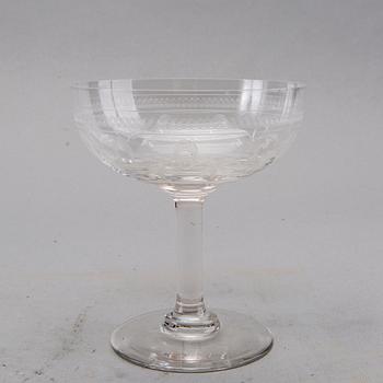 CHAMPAGNEKUPOR / CHAMPAGNEGLAS, 11 st, glas, 1900-talets första hälft.