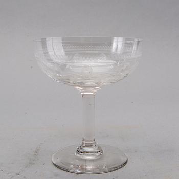 CHAMPAGNEKUPOR / CHAMPAGNEGLAS, 11 st, glas, 1900-talets första hälft.