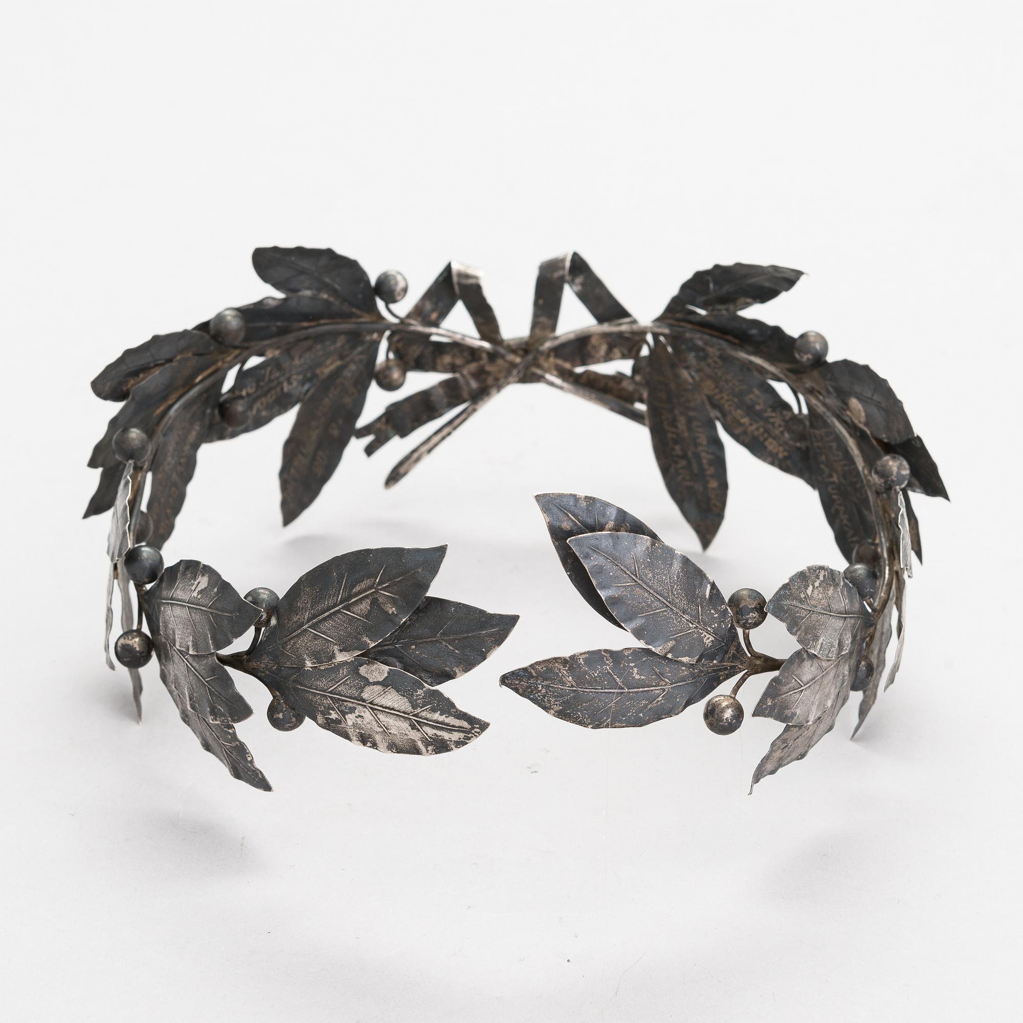 A 1930s silver laurel wreath, maker's mark of J.A.Tarkiainen, Vyborg.