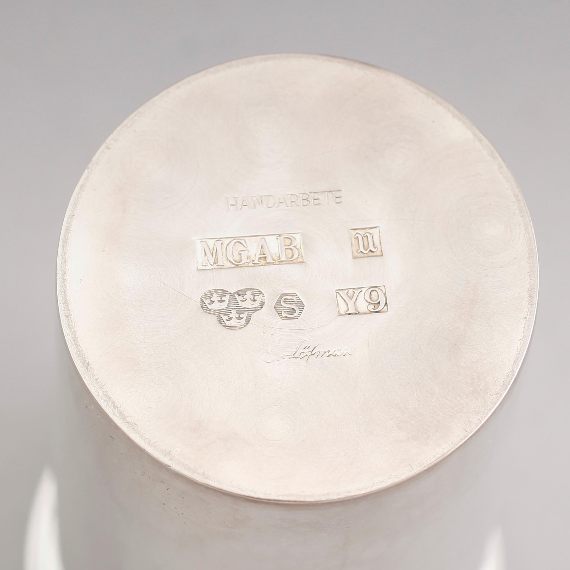 BÄGARE, silver, E Löfman, MGAB, Uppsala 1973. Vikt ca 182 gram.