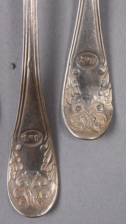 TESKEDAR, 10+10, silver, bla Johan Wahlström, Jönköping, 1800-tal.