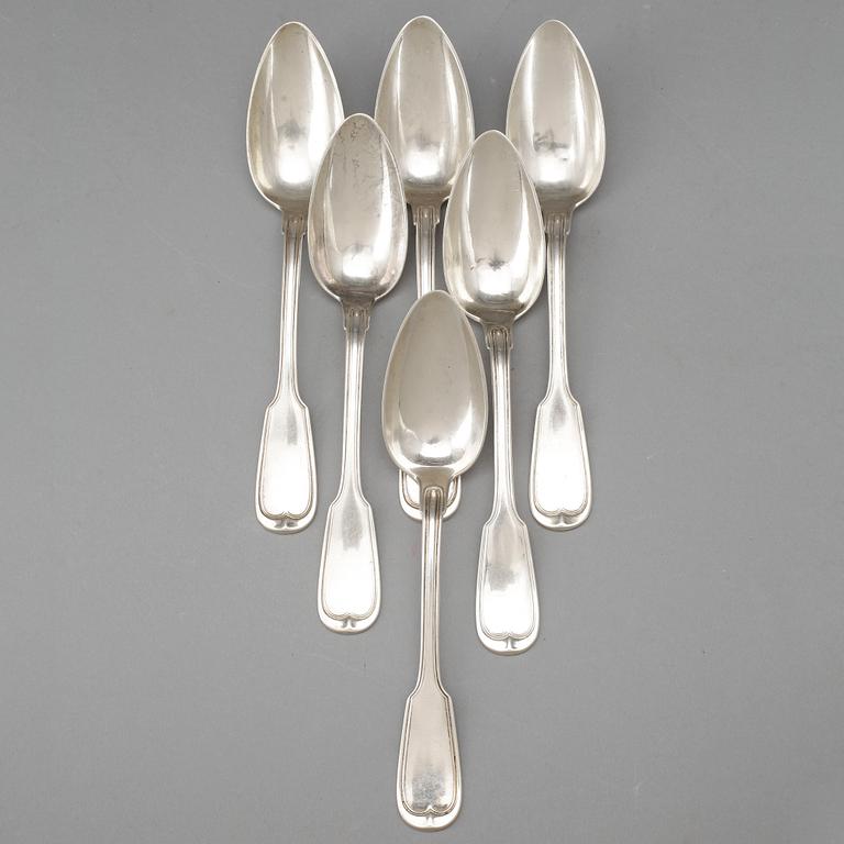 MATSKEDAR, 6 st, silver, Wien, Österrike-Ungern, 1862. Totalvikt ca 480 gram.