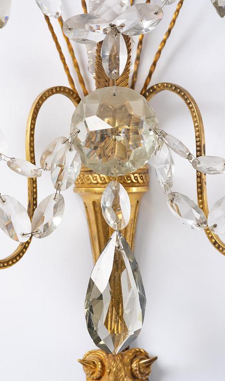 Vägglystrar, ett par, för två ljus, 1800-tal, Louis XVI-stil.