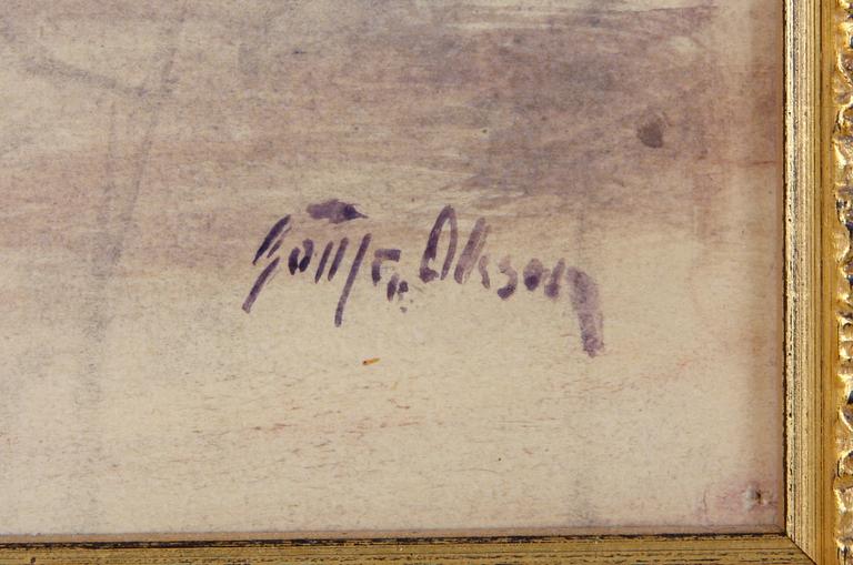 OLSSON, GOTTFRID. Gouache på pannå, sign.