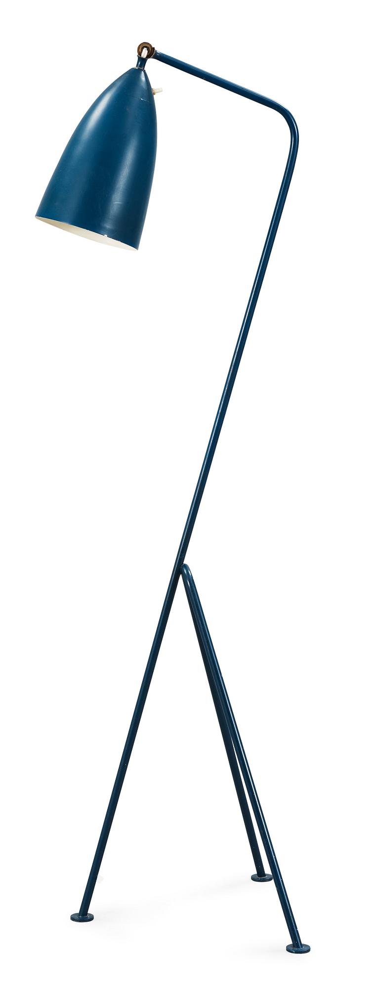 A Greta Magnusson Grossman 'Grasshopper' blue lacquered floor lamp, Bergboms, Malmö, Sweden 1950's, model G-33.