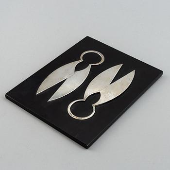 A silver decoration of Borås city arms, mark of Tore Kullander, Borås 1977.
