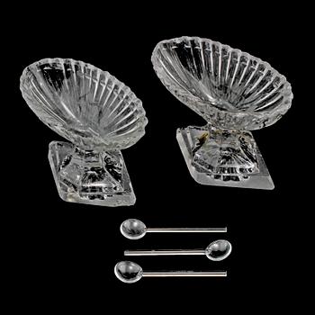 SALTKAR, ett par, glas, 1800-tal.