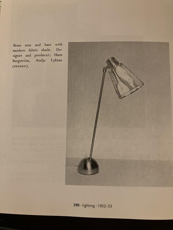 Hans Bergström, a pair of table lamps, model "712", ateljé Lyktan, Sweden 1950s.