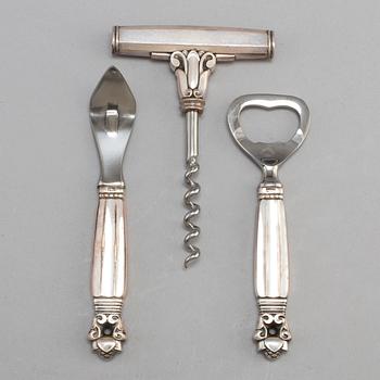 A Danish 20th century set of three Georg Jensen silver openers.